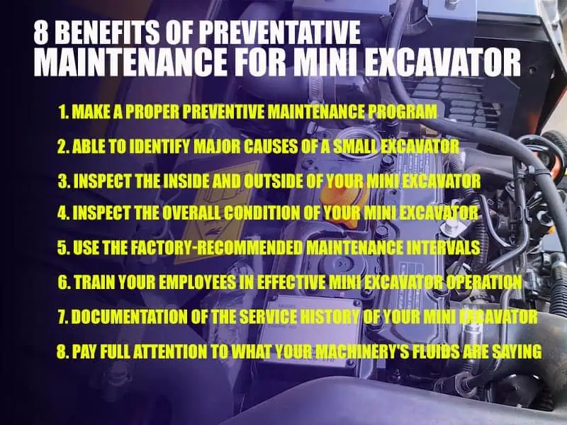 8 Benefits of preventative maintenance for mini excavator.