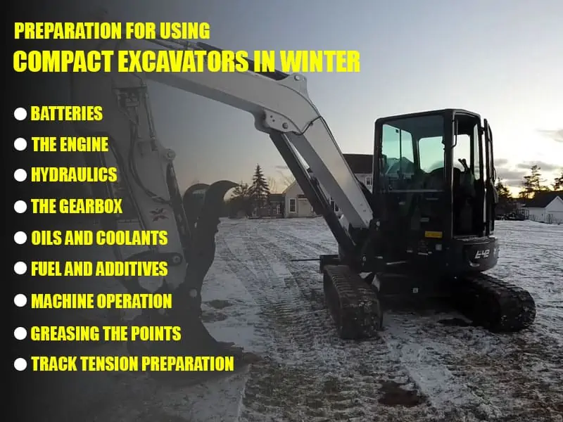 Preparation for using compact excavators in the cold winter season